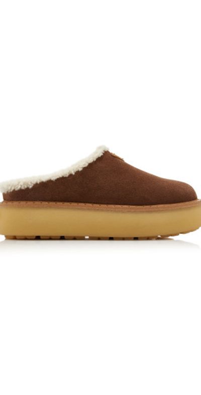 Prada Prada - Shearling Platform Mules - Brown - IT 38