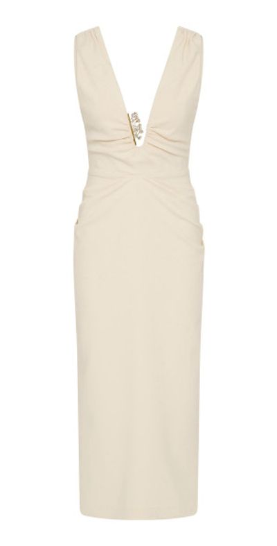 Rachel Gilbert Rachel Gilbert - Martina Gathered Midi Dress - Off-White - US 4