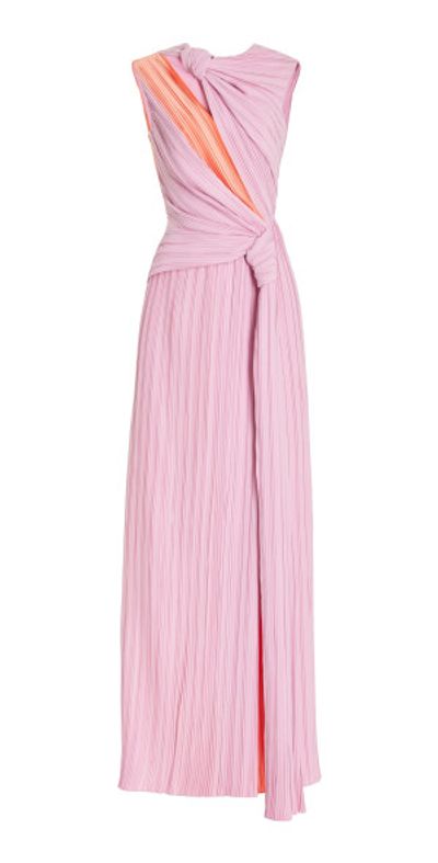 pink roksanda dress Bright pink Demetria cape-effect pleated crepe gown | ROKSANDA