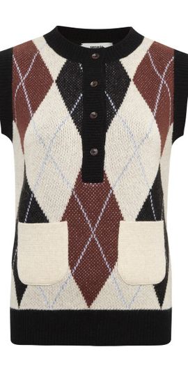SIEDRÉS SIEDRÉS - Carina Half-Buttoned Wool-Blend Vest - Multi - XS