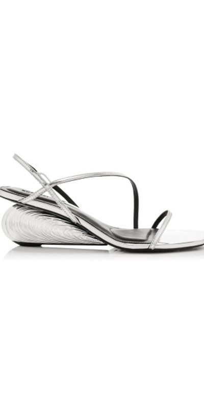 SIMKHAI SIMKHAI - Bridget Metallic Wedge Leather Sandals - Silver - IT 36