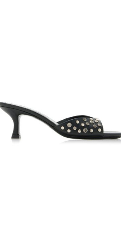 STAUD STAUD - Brigitte Studded Leather Mules - Black - IT 40