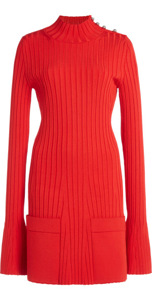 オールインワン・サロペット Stella Mccartney Ribbed Knit Mini Dress With High Neck Stella McCartney - - Hardware-Detailed Ribbed-Knit Mini
