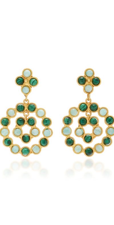 Sylvia Toledano Sylvia Toledano - Flower Candies 22K Gold-Plated Malachite and Amazonite Earrings - Green - OS - Gifts For Her