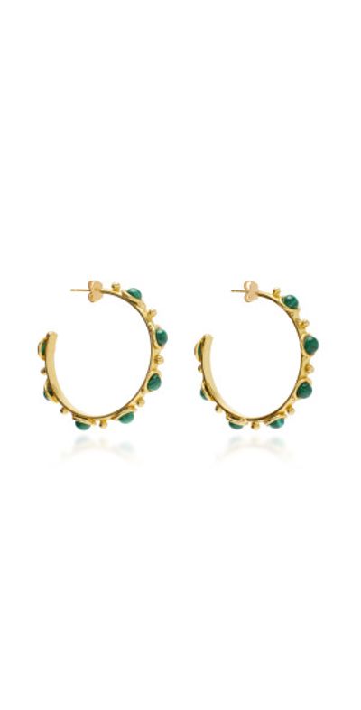 Sylvia Toledano Sylvia Toledano - Petite Candy Malachite Gold-Plated Hoop Earrings - Green - OS - Moda Operandi - Gifts For Her