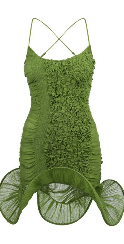 tg botanical ruth ruched cotton mini dress TG Botanical Ruth Ruched Cotton Mini Dress in Green