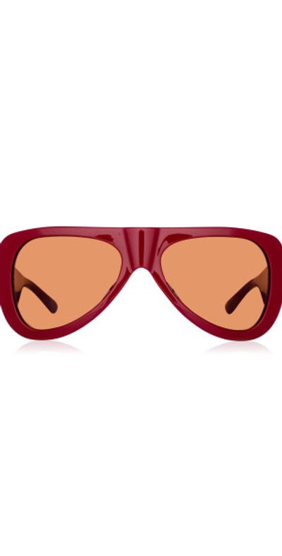 The Attico Red Sunglasses The Attico Agnes Wrap Sunglasses in Red | Linda Farrow  main image 3