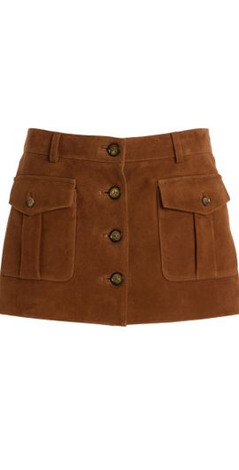 THE GARMENT THE GARMENT - Goatskin Suede Mini Skirt - Brown - UK 14