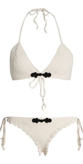 THE GARMENT THE GARMENT - Plage Pointelle-Knit Organic Cotton Bikini - Ivory - UK 8