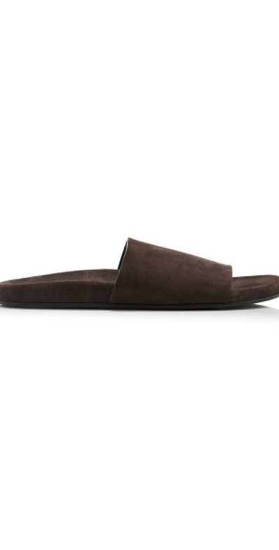 The Row The Row - Hugh Suede Slide Sandals - Brown - IT 40
