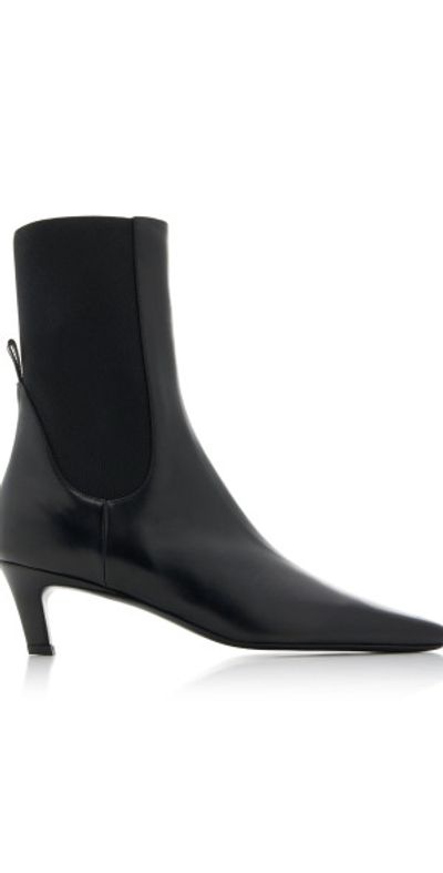 Toteme Toteme - The Mid Heel Leather Boots - Black - IT 36 - Moda Operandi
