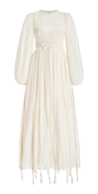 white full length dress Anecdote U-Neckline Knee Length Dress White
