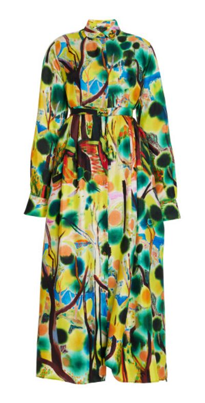slim fit dress slacks Atrani Silk Gown - Violet Floral Sleeveless Empire Waist Gown