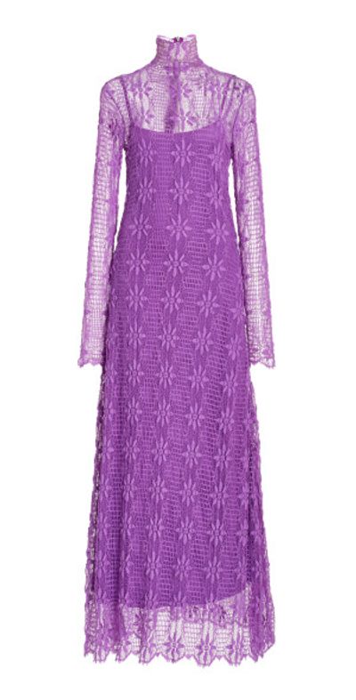 knee length dresses for ladies Idra Lace Applique Dress - Noir Yellow Silk Sleevless Maxi Dress
