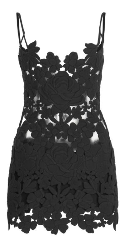 Valentino Garavani - - Floral-Cutout Crepe Mini Dress - Black - IT 42 -  Only At Moda Operandi