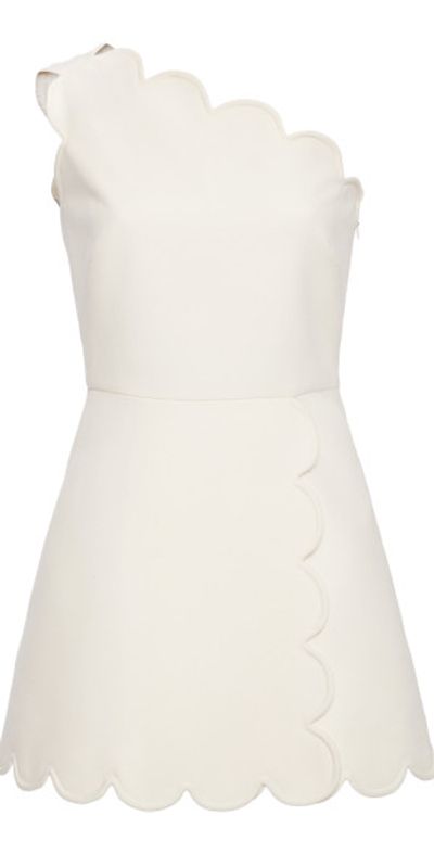 Valentino Garavani - - Scalloped One-Shoulder Wool-Silk Mini Dress - White  - IT 42 - Only At Moda Operandi