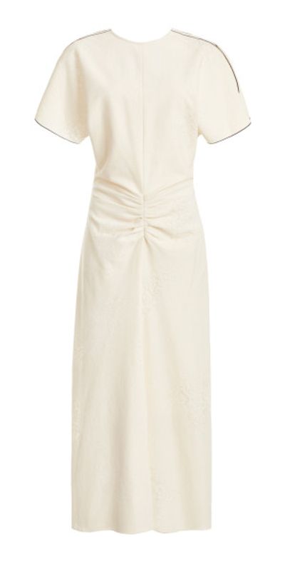Victoria Beckham - - Gathered Lace Cotton Midi Dress - Off-White - UK 14 -  Moda Operandi