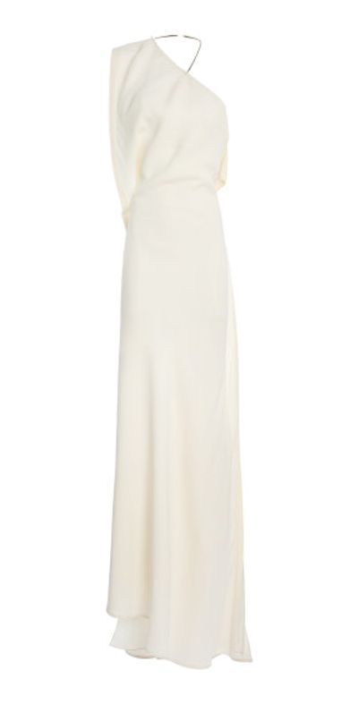 victoria beckham one shoulder dress Victoria Beckham One-Shoulder Chain Detail Dress In Ivory