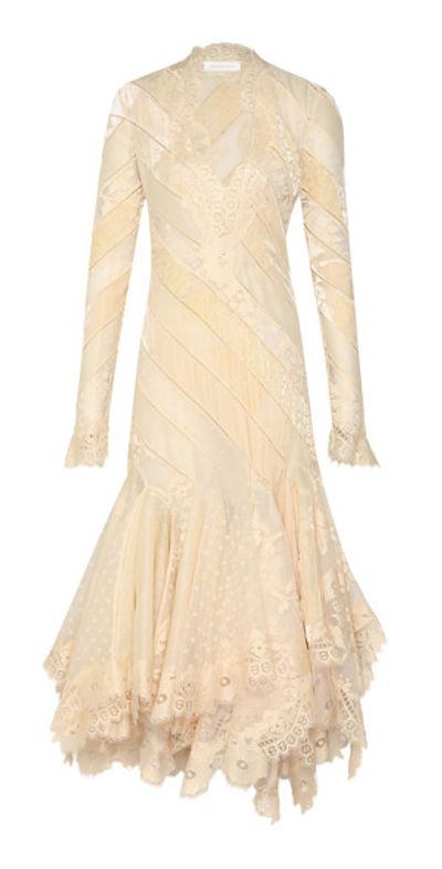 Zimmermann Eden Lace-Trimmed Linen-Silk Chiffon Midi Dress