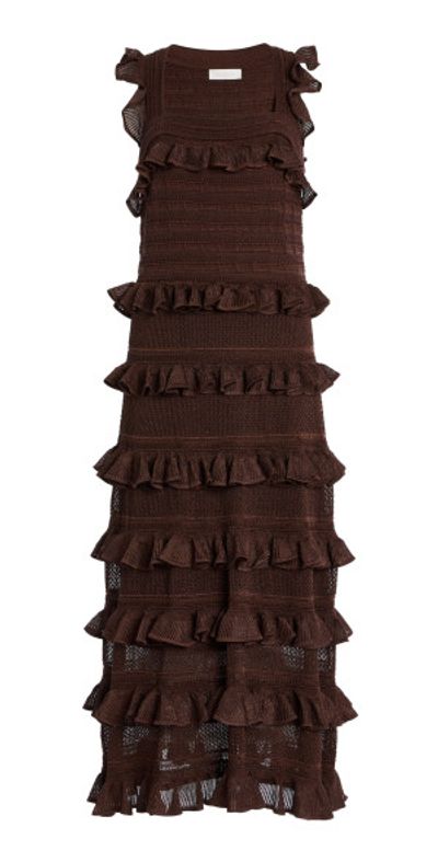 princess polly baby blue dress Zimmermann - - Hypnotic Ruffled Metallic Lace Midi Dress - Brown