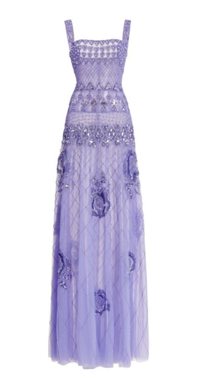 Zuhair Murad - - Embroidered Tulle Maxi Dress - Purple - FR 46 - Moda  Operandi