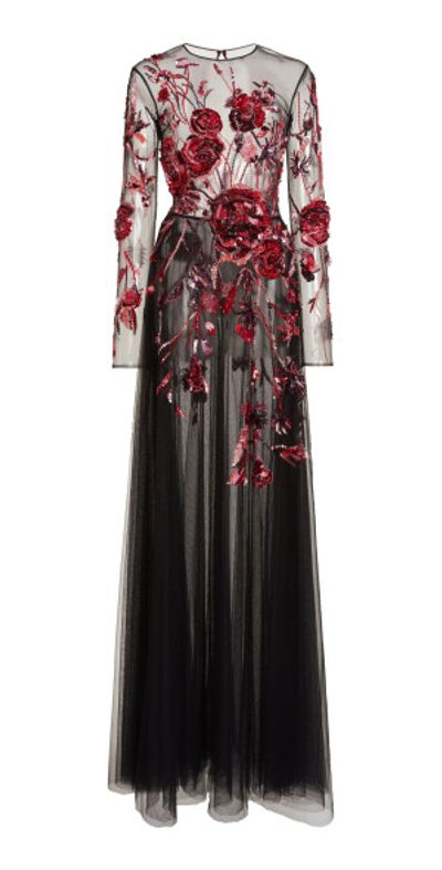 knee length dresses for ladies Roisin Tie Neck Maxi Dress-Black Whimsical Roses