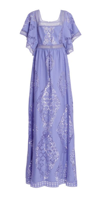 moda operandi purple dress Zuhair Murad - - Lace Cotton-Blend Maxi Dress - Purple - FR 42