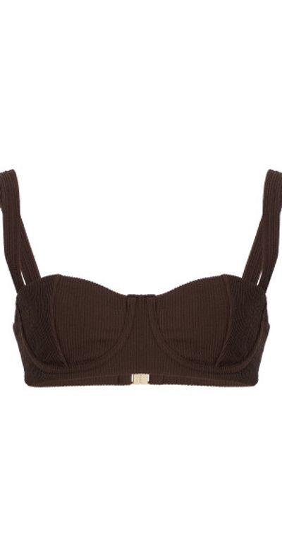 Zulu & Zephyr Zulu & Zephyr - Textured Balconette Bikini Top - Brown - AU 12