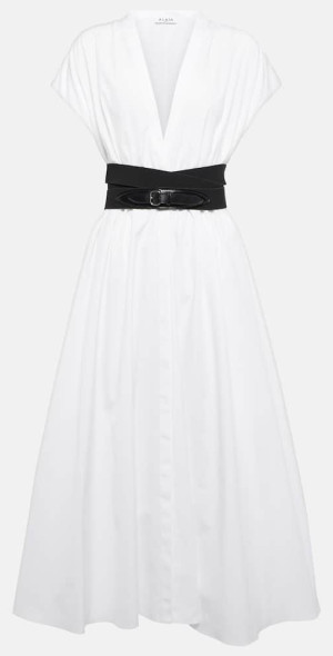 Alaia - AlaÃ¯a Belted cotton poplin midi dress