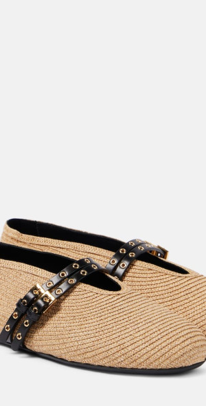【関税&送料込】Alaia Alaia Paper Straw Flat Ballerinas ALAIA Paper Straw Mary Jane Ballerina Flats | Neiman Marcus