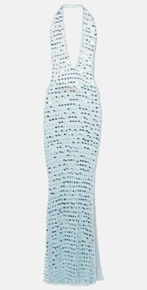 Aya Muse - Enodia sequined halterneck maxi dress