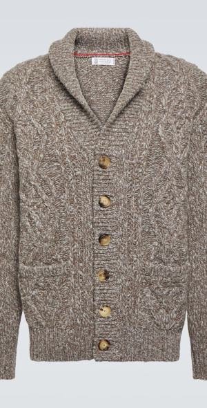Cardigan Brunello Cucinelli Tricoté Câble - Bordure Monili - Taille L - Neuf Sans étiquette