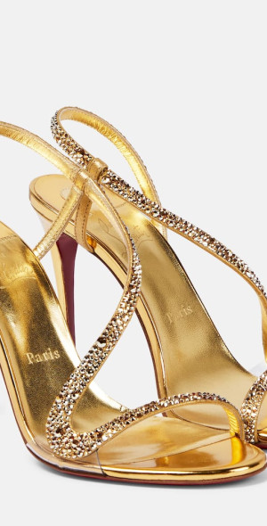 Christian Louboutin ゴールド レース 希少⭐︎ Christian Louboutin Gold Leather Bridget Spike Peep Toe