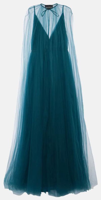 Costarellos - Cassandra caped tulle gown