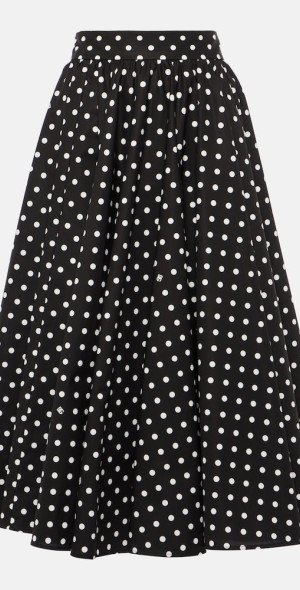 Dolce & Gabbana White Black Polka Dots Knee Length Skirt main image 1