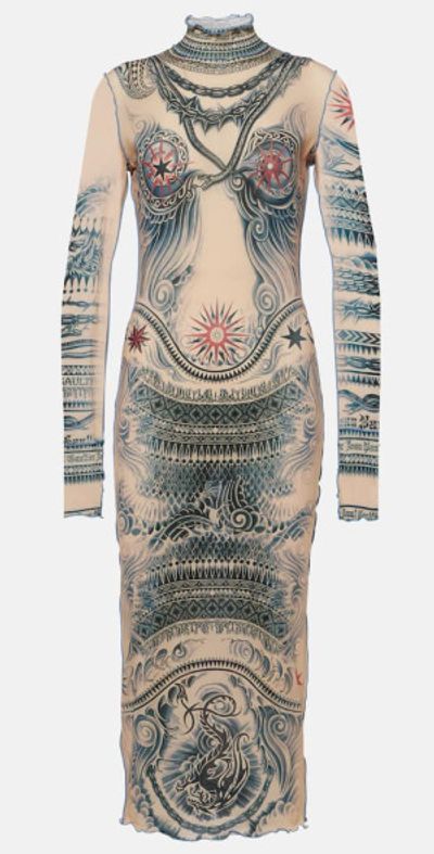 jean paul gaultier bodycon dress Jean Paul Gaultier Soleil 2000's BodyCon Floral Mesh Dress – THE WAY WE WORE