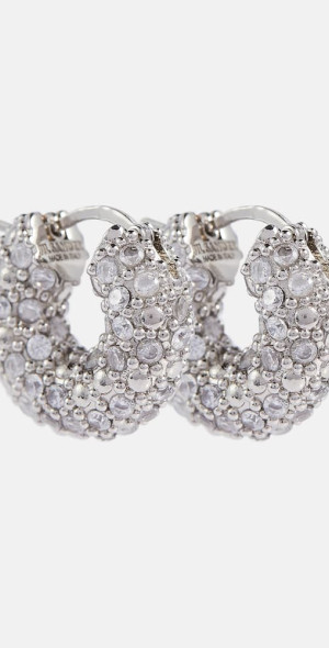 ピアス JIL SANDER  Crystal-embellished hoop earrings Jil Sander crystal-embellished Hoop Earrings | Silver | FARFETCH