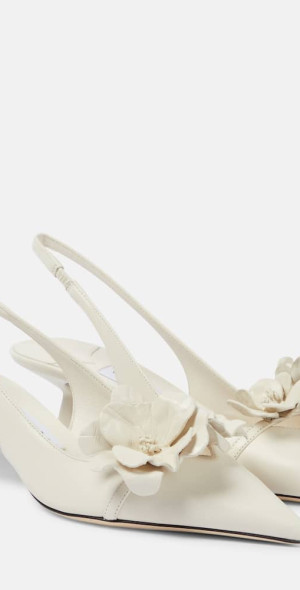 Jimmy Choo - Amita Flower 45 leather slingback pumps