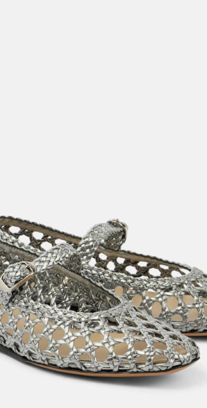 Le Monde Beryl - Le Monde BÃ©ryl Woven leather Mary Jane flats