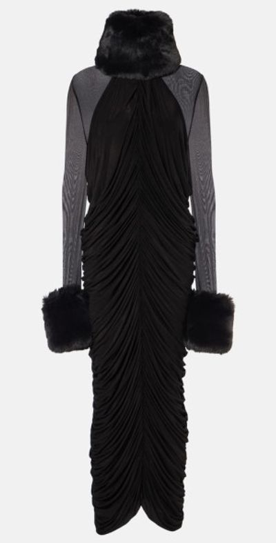 Magda Butrym Magda Butrym Faux fur-trimmed midi dress