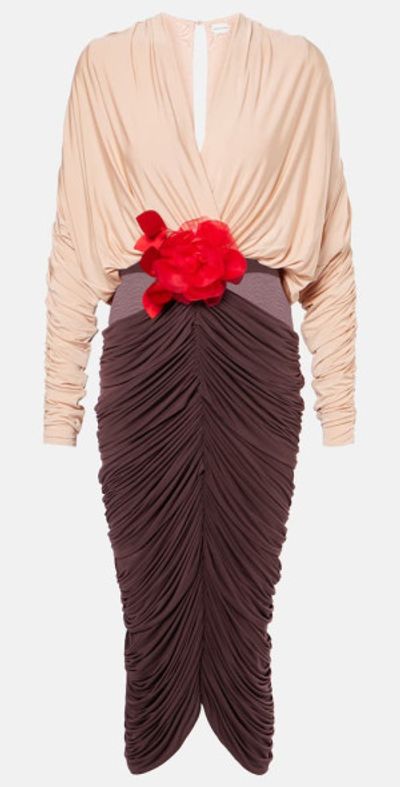 Magda Butrym - Floral-appliqu draped ruched midi dress Magda Butrym - Floral-appliqu draped ruched midi dress