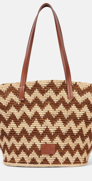 【MISSONI】 Zigzag Large leather-trimmed tote bag Zigzag Large leather-trimmed tote bag in multicoloured