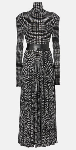 Norma Kamali - Belted checked midi dress