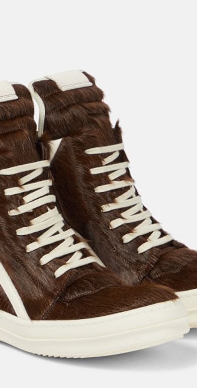 Rick Owens Geobasket cow-hair high top sneakers