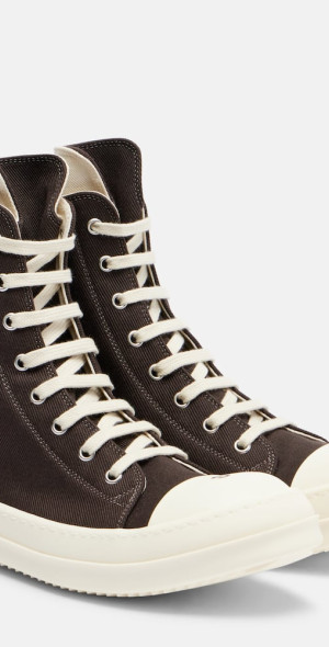 関税込【RICK OWENS】Sneaks high-top canvas sneakers Sneaks high-top canvas sneakers in black - Rick Owens