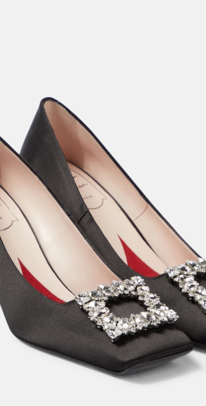 Escarpins Roger Vivier Navy Satin Avec Boucle Cristaux - Taille EU 37.5 - Neuf Avec Boîte