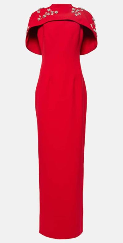 Safiyaa Safiyaa Embroidered caped crÃªpe gown