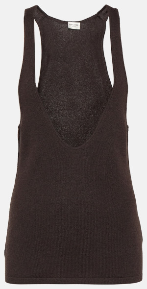 Tシャツ・カットソー SAINT LAURENT CASHMERE WOOL AND SILK TANK TOP Cashmere, wool, and silk tank top in beige - Saint Laurent