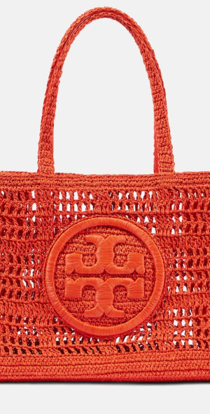 Tory Burch Ella Small crochet raffia tote bag
