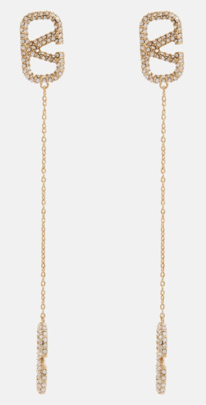 イヤリング VLogo Signature embellished drop earrings Valentino Garavani Crystal-embellished Vlogo Signature
